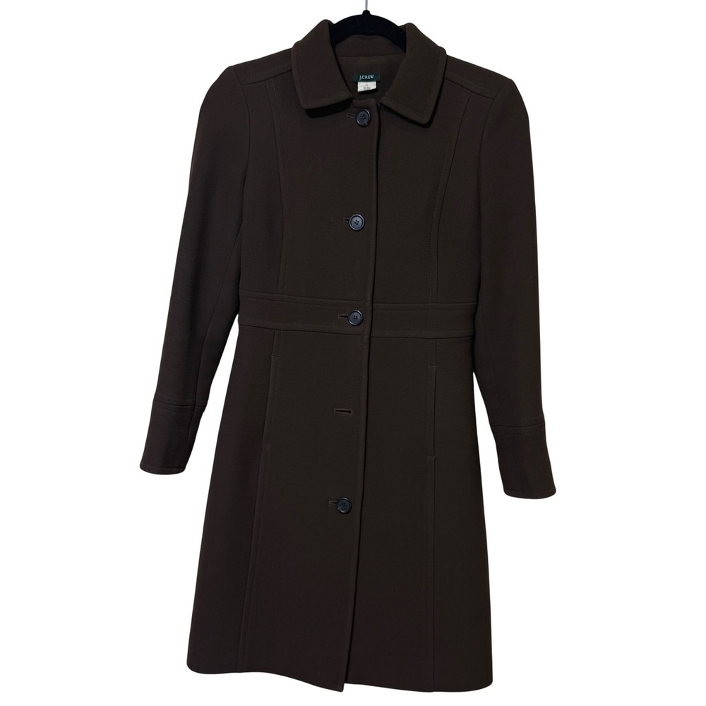 J.Crew Lady Day Coat 0Petite Brown Double Cloth Wool‎